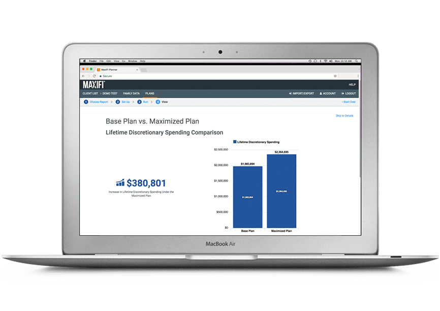 Base Plan vs. Maximized Plan shown on laptop